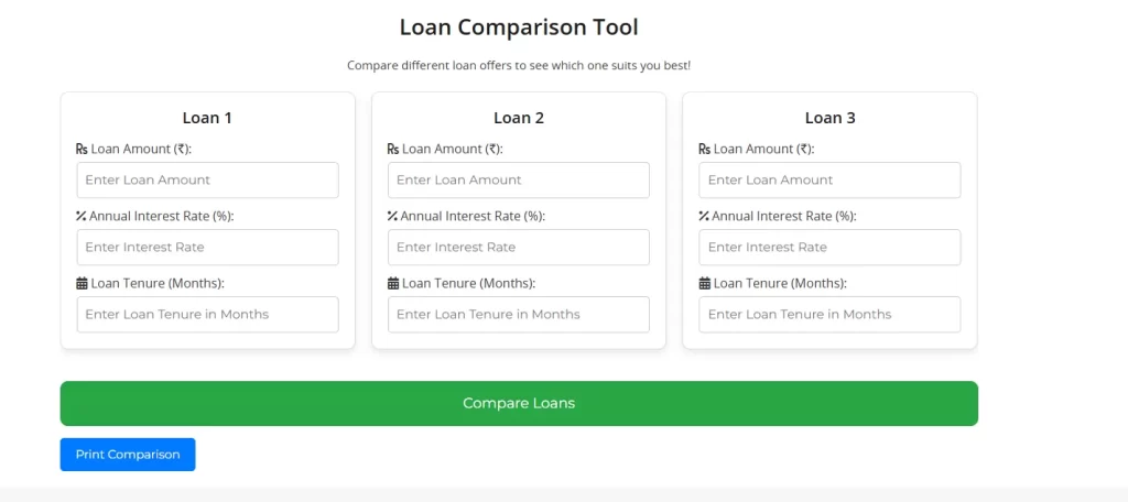 Loan Comparison Tool
