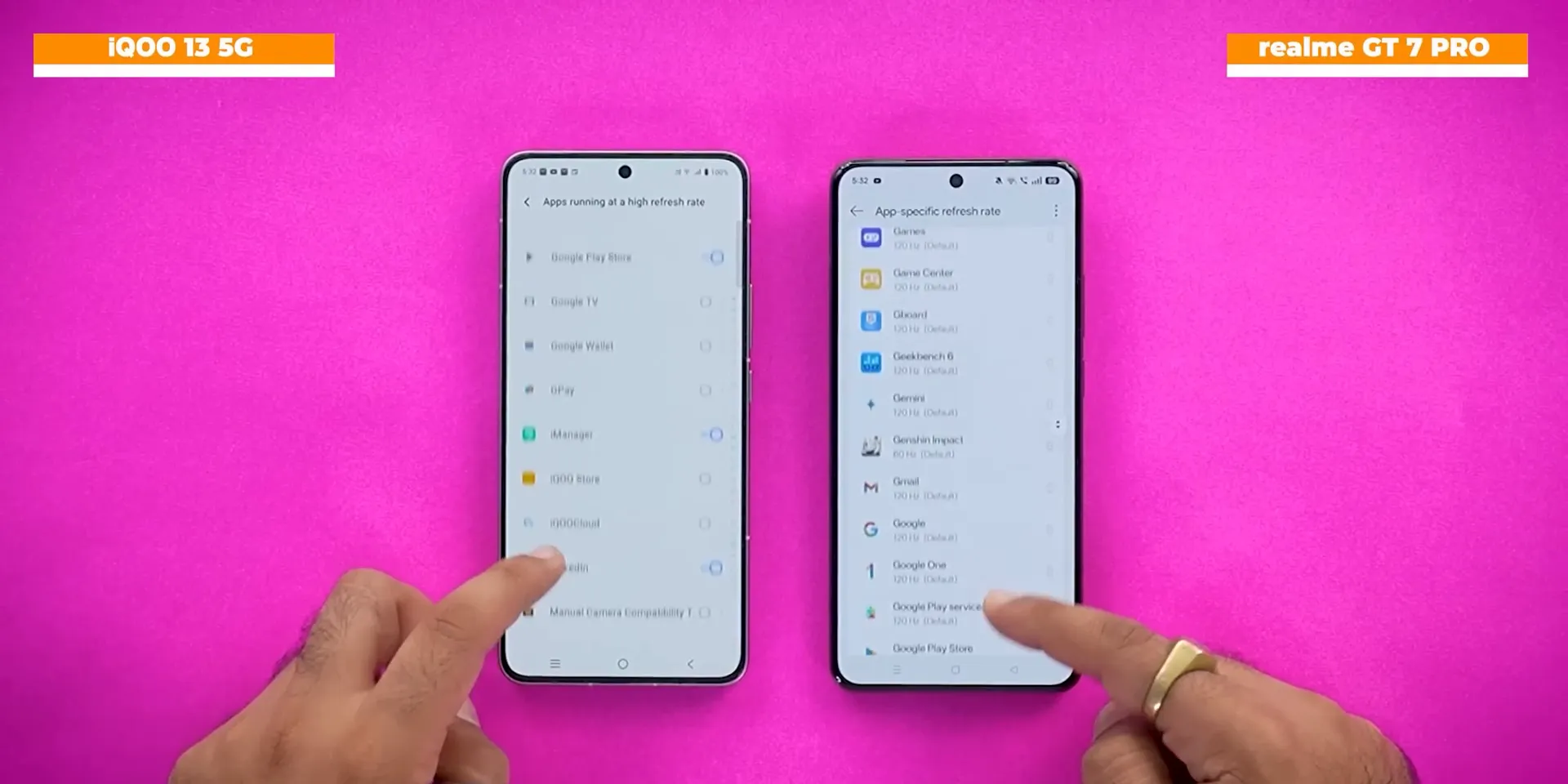 realme GT 7 Pro vs iQOO 13 display comparison
